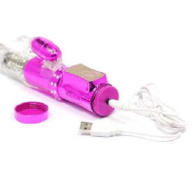 USB Rechargeable Purple Rabbit Vibrator With Diamond