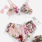 Sexy Two Piece Floral Bra and Shorts Lingerie Set