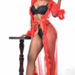 Queen Red Robe Perspective Sheer Sleepwear With Fur