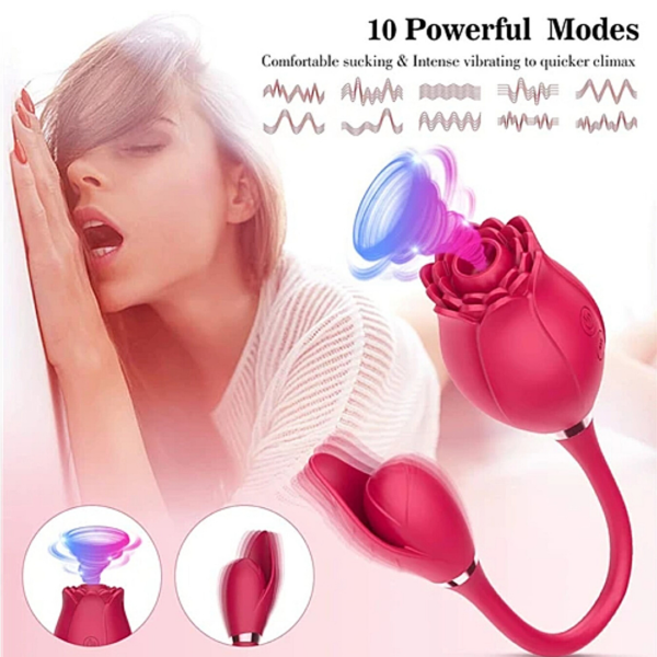 Red 2 In 1 Red Rose Vibrator - Image 3