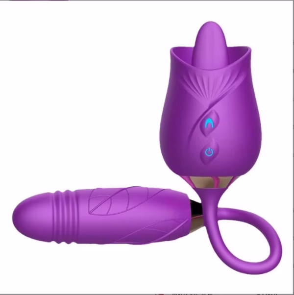 Rose-Shaped Suction Vibrator in use, demonstrating hands-free pleasure.