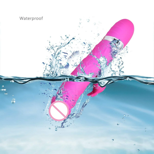 10-Speed Waterproof Pink Silicone Rabbit Vibrator - Image 2