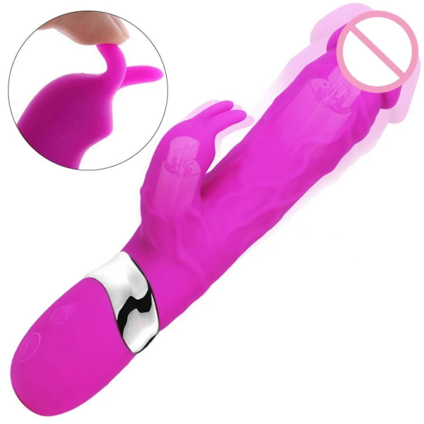 10-Speed Waterproof Pink Silicone Rabbit Vibrator