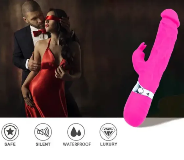 10-Speed Waterproof Pink Silicone Rabbit Vibrator - Image 4