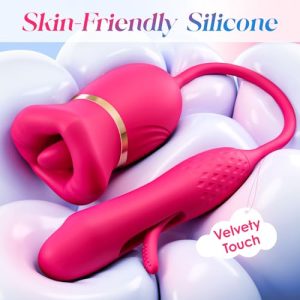 "Ecstasy Tongue Licking Suction Vibrator in vibrant colors, designed for ultimate pleasure with realistic sensations and customizable settings."