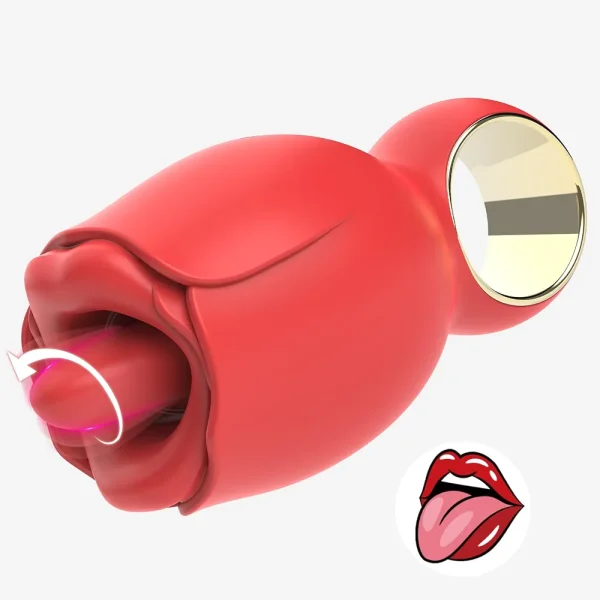 360° Tongue Licking Vibrator in red, featuring USB magnetic charging, designed for versatile pleasure with multiple modes. Perfect for intimate experiences.