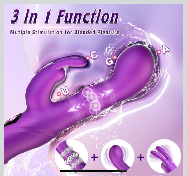 Silicone 10-Speed Rabbit Vibrator by Aura Viibe, featuring a moveable shaft and bunny ears for enhanced stimulation, ideal for intimate pleasure.