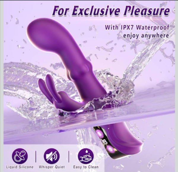 Silicone 10-Speed Rabbit Vibrator by Aura Viibe, featuring a moveable shaft and bunny ears for enhanced stimulation, ideal for intimate pleasure.