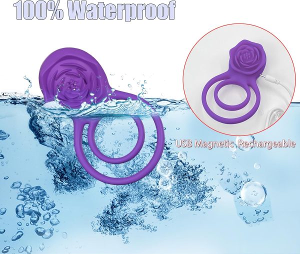 Dual Action Vibrating Cock Ring in purple, featuring a textured design for enhanced pleasure and adjustable fit for comfort.