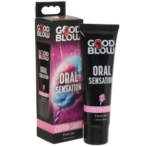 Good Blow Oral Sensation Gel in Cotton Candy Flavor - Thick, sweet gel tube with packaging, perfect for enhancing intimate experiences.