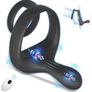 3-In-1 Vibrating Cock Ring with Ball and Taint Stimulator