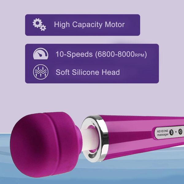Wired Powerful Handheld Wand Massager with soft silicone head, designed for muscle relief and intimate pleasure, showcased against a vibrant background.
