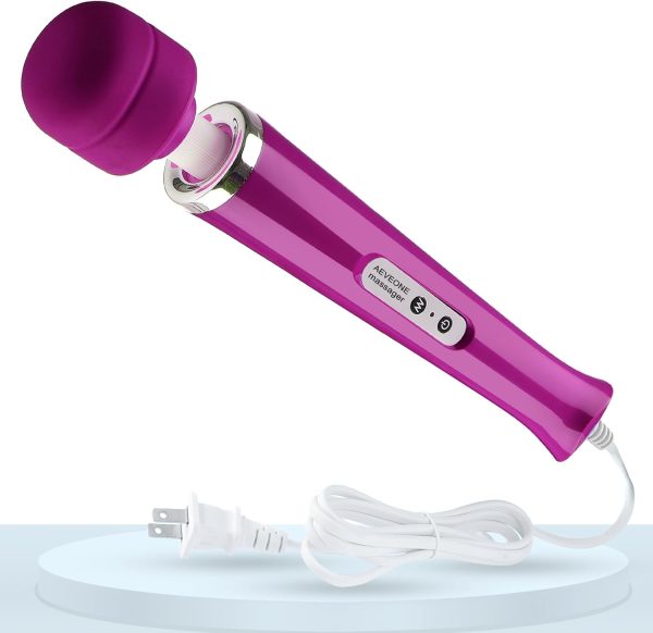 Wired Powerful Handheld Wand Massager with soft silicone head, designed for muscle relief and intimate pleasure, showcased against a vibrant background.