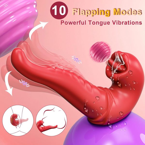 Rose Bliss 10-Mode Tongue Licking Vibrator - A premium silicone sex toy designed for dual stimulation, offering 10 flapping modes for enhanced pleasure and intimacy.