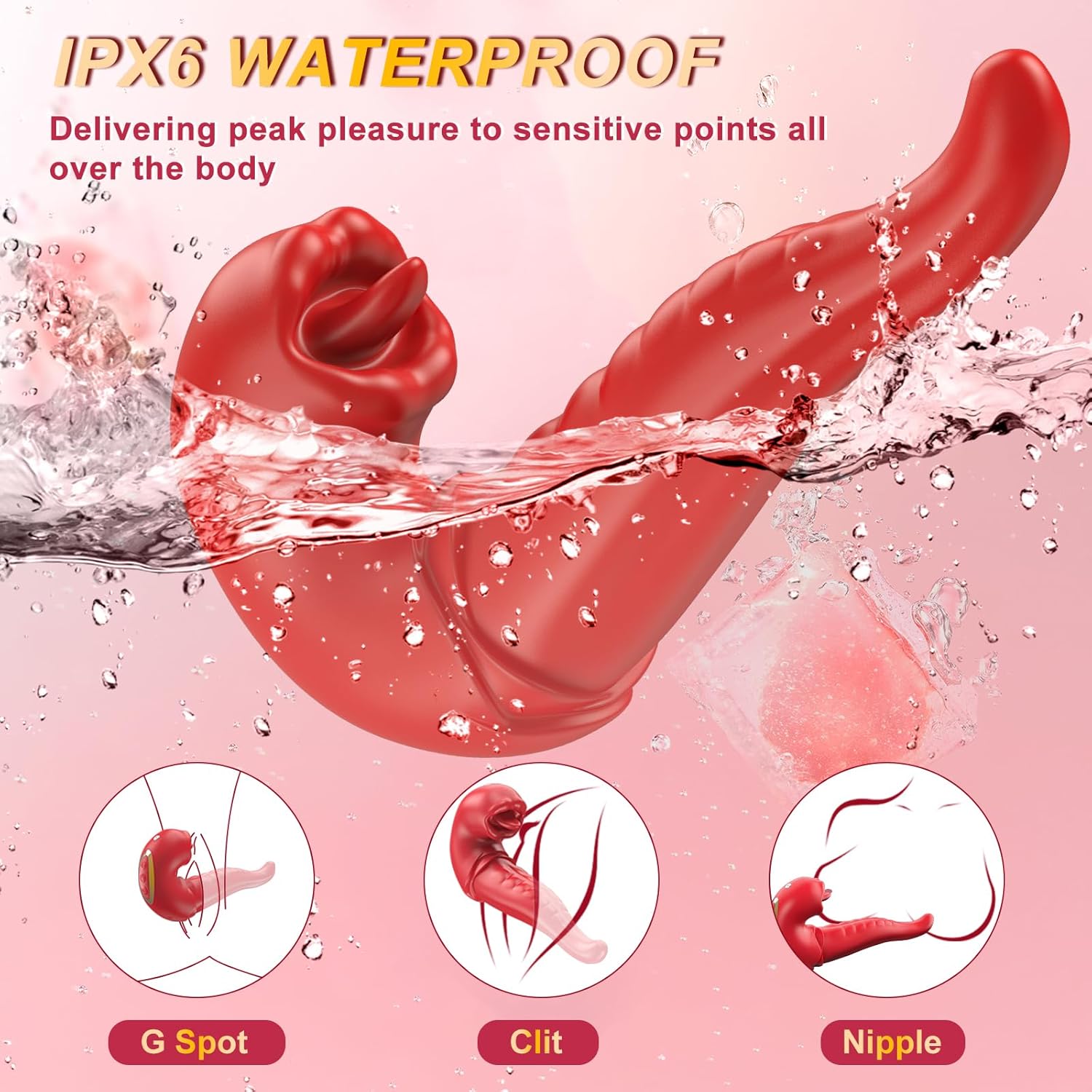 Rose Bliss 10-Mode Tongue Licking Vibrator - A premium silicone sex toy designed for dual stimulation, offering 10 flapping modes for enhanced pleasure and intimacy.