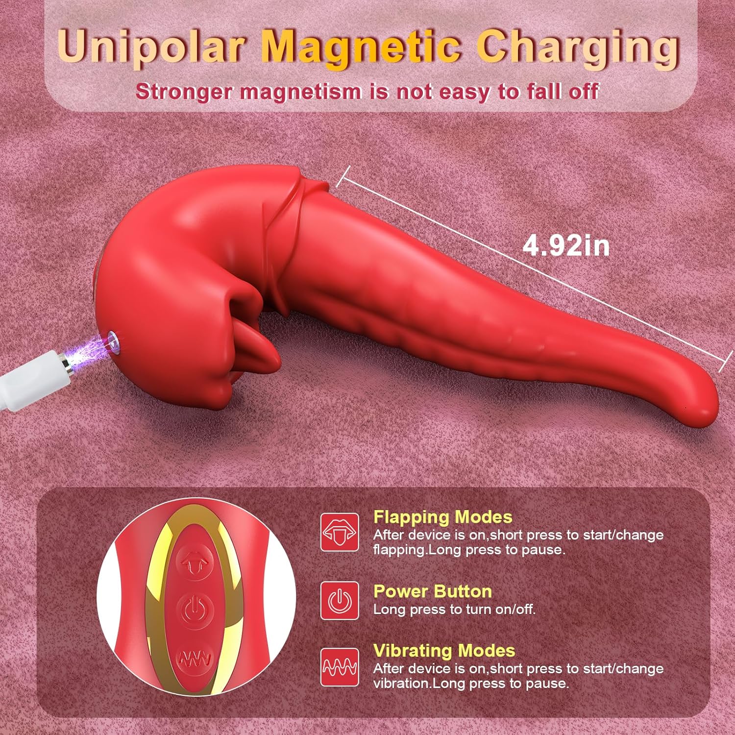 Rose Bliss 10-Mode Tongue Licking Vibrator - A premium silicone sex toy designed for dual stimulation, offering 10 flapping modes for enhanced pleasure and intimacy.