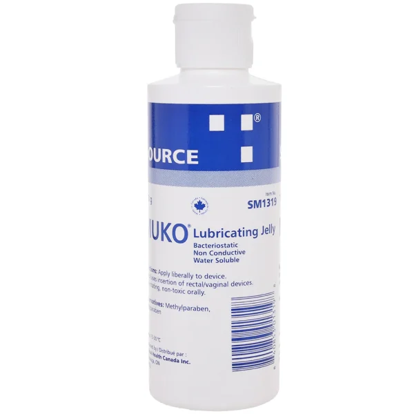 Muko Water-Based Lubricating Jelly bottle on a soft background, perfect for enhancing intimate moments and safe to use with sex toys and condoms.