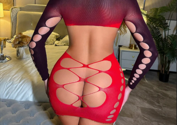 Red & Black Bodystocking Dress Back | Sexy Lingerie Jamaica