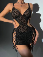 Black Leopard Print Babydoll Dress