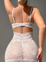 White Lace Babydoll Lingerie Back View – Sexy Lingerie Portmore