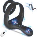 3-In-1 Vibrating Cock Ring with Ball and Taint Stimulator