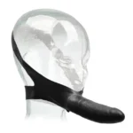 TPE strap-on face accessory displayed on a clear mannequin head