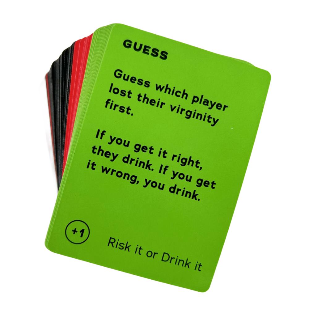 "Unleash laughter with Risk It or Drink It