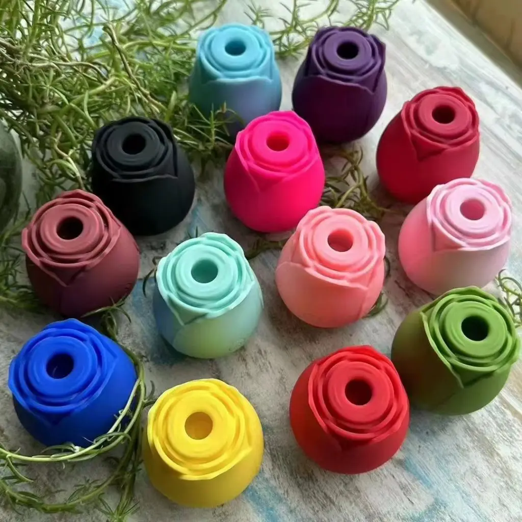 Compact rose-shaped wellness device with soft silicone exterior