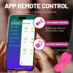 Phone app with game and music modes controlling a pink panty vibrator for long-distance couples in Jamaica