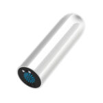 Compact Bullet Vibrator Jamaica with smooth metallic finish and blue LED pattern on base – Aura Viibe Portmore Mall