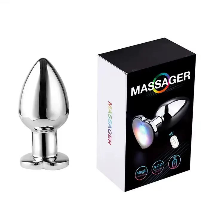 Metal LED anal plug with heart base and box - Aura Viibe Jamaica