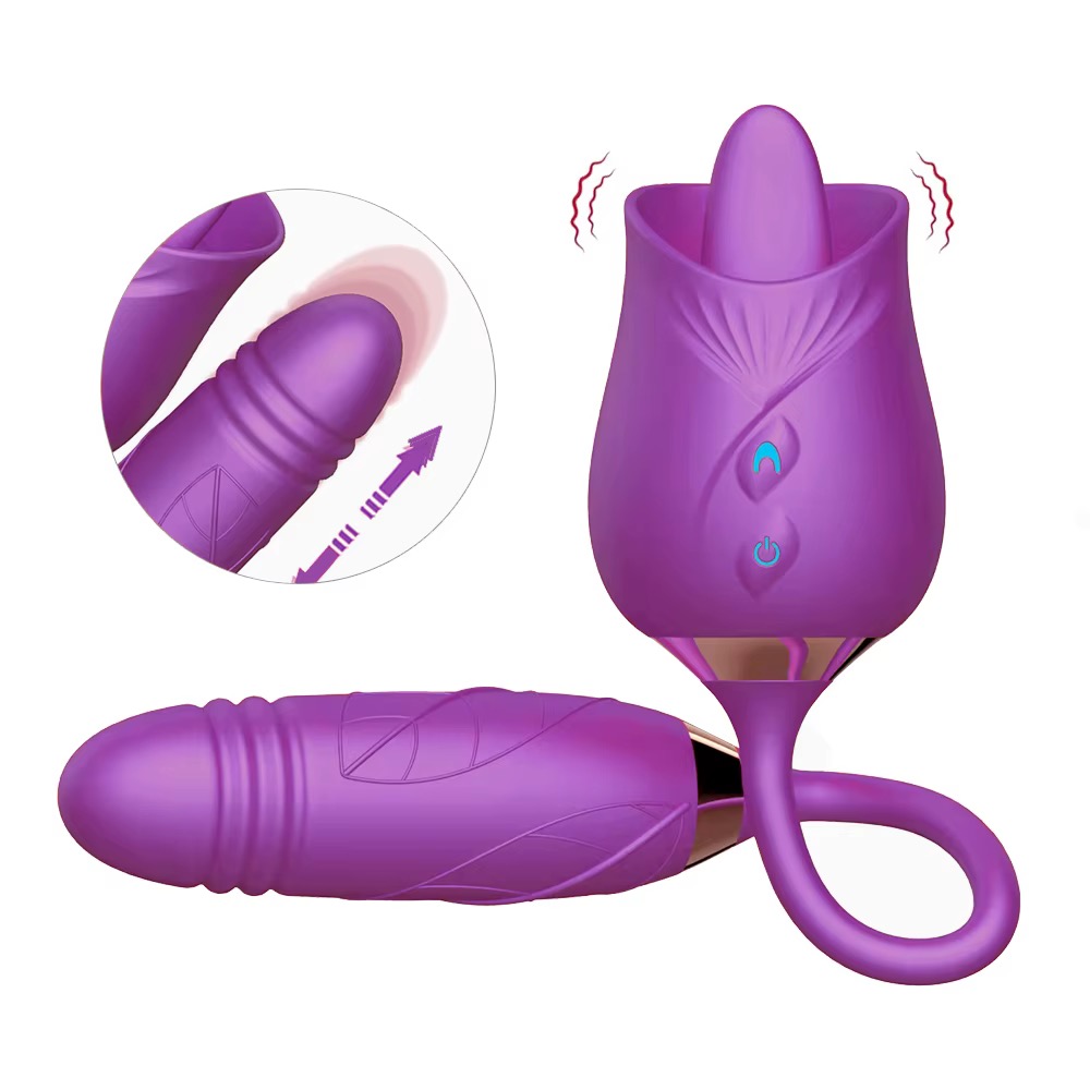 Purple licking rose vibrator Purple licking rose vibrator with thrusting egg - Aura Viibe Jamaica