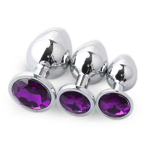 Stainless steel anal plug set with jewels Jamaica
